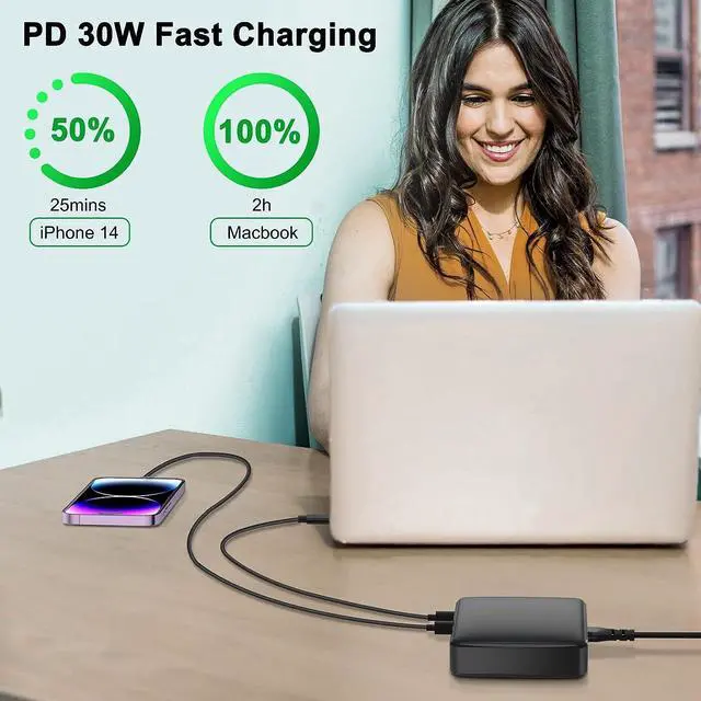 Alt view image 4 of 7 - USB C Charger 200W 7 Ports Fast GaN USB C Charging Station 65W USB C Laptop Charger Compatible with MacBook Pro/Air iPad iPhone 14/14 Plus/14 Pro/14 Pro Max/13/12 Series  Galaxy Note