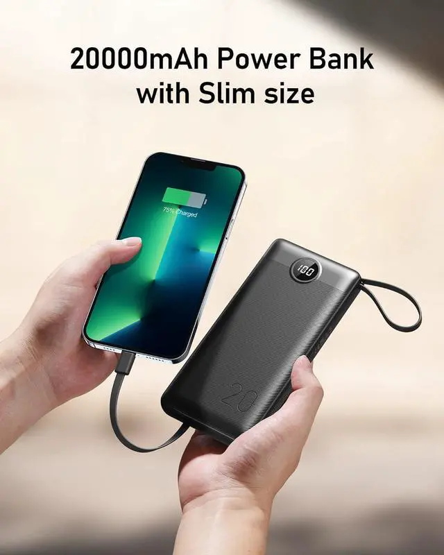 Alt view image 7 of 7 - VEEKTOMX Power Bank with Built in Cables, 20000mAh Huge Capacity Portable Charger with 5 Output and LED Display, External Battery Compatible with iPhone/iPad/Samsung and Other Smart Devices for Travel