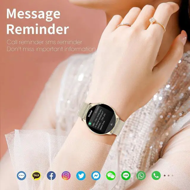 Alt view image 3 of 7 - Smart Watch for Women Bluetooth Call Make Receive/Answer Smartwatch Fitness Tracker with Pedometer Heart Rate Blood Oxygen and Sleep Monitor Waterproof Smart Watches for Android and iOS Phones Gold
