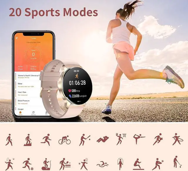 Alt view image 5 of 7 - Smart Watch for Women Bluetooth Call Make Receive/Answer Smartwatch Fitness Tracker with Pedometer Heart Rate Blood Oxygen and Sleep Monitor Waterproof Smart Watches for Android and iOS Phones Gold