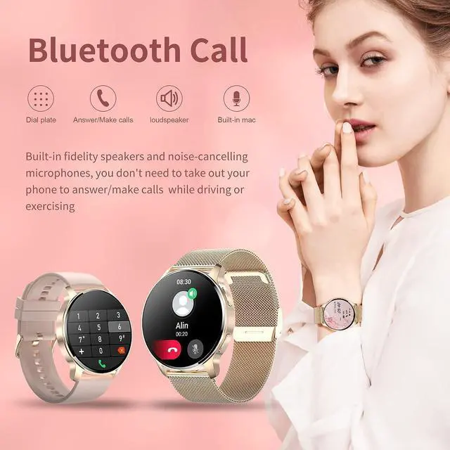 Alt view image 2 of 7 - Smart Watch for Women Bluetooth Call Make Receive/Answer Smartwatch Fitness Tracker with Pedometer Heart Rate Blood Oxygen and Sleep Monitor Waterproof Smart Watches for Android and iOS Phones Gold