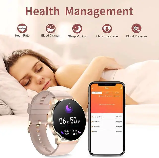 Alt view image 6 of 7 - Smart Watch for Women Bluetooth Call Make Receive/Answer Smartwatch Fitness Tracker with Pedometer Heart Rate Blood Oxygen and Sleep Monitor Waterproof Smart Watches for Android and iOS Phones Gold