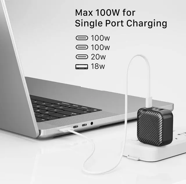 Alt view image 3 of 6 - GaNHub 100W USB C Charger Multiport, GaN III 4-Port USB Charging Station Fast Charger Power Adapter for MacBook Pro Air, iPad Pro,  XPS, Galaxy S24, iPhone16/15/Pro, Note 20/10+, Pixel