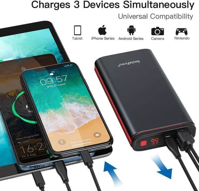 Alt view image 3 of 6 - SmilePowo Metal Portable-Charger-Power-Bank,PD 20W 26800mAh,Output 5V 3A LCD Digital Display Fast Charging Power Bank,Compatible with iPhone,Samsung Galaxy,Google Pixel 4 Phone,Tablet,Android