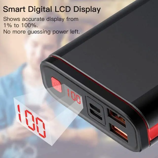 Alt view image 5 of 6 - SmilePowo Metal Portable-Charger-Power-Bank,PD 20W 26800mAh,Output 5V 3A LCD Digital Display Fast Charging Power Bank,Compatible with iPhone,Samsung Galaxy,Google Pixel 4 Phone,Tablet,Android