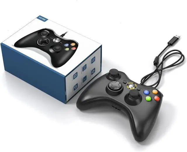 Alt view image 7 of 7 - VOYEE PC Controller, Wired Controller Compatible with Microsoft Xbox 360 & Slim/PC Windows 10/8/7, with Upgraded Joystick, Double Shock | Enhanced (Black)