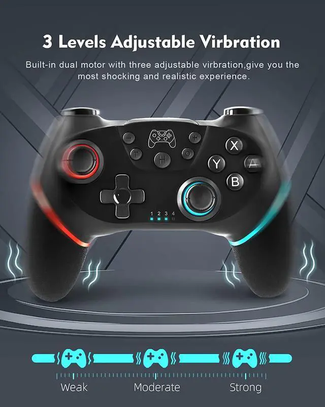 Alt view image 4 of 7 - NENOTOH Switch ControllerPro Controller for Switch/Switch Lite/Switch OLED, Switch Remote Controller Gamepad Joystick, Adjustable Turbo and Dual VibrationErgonomic Non-Slip