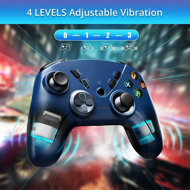 Alt view image 3 of 7 - Kujian PC Gaming Controller, Wireless PC Controller Compatible with Windows/Switch/Steam/MacOS/Android/iOS/Smart TV, Dual Vibration Gamepad Joystick Bluetooth Game Controller with Turbo, LED Backlight
