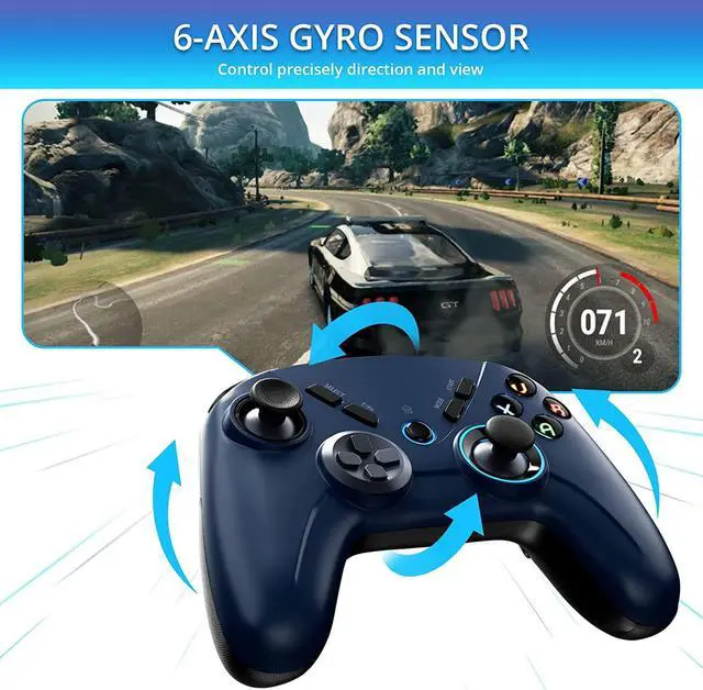 Alt view image 7 of 7 - Kujian PC Gaming Controller, Wireless PC Controller Compatible with Windows/Switch/Steam/MacOS/Android/iOS/Smart TV, Dual Vibration Gamepad Joystick Bluetooth Game Controller with Turbo, LED Backlight