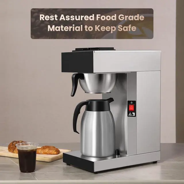 Alt view image 6 of 7 - SYBO Commercial Coffee Makers 12 Cup, Drip Coffee Maker Brewer with 74Oz thermal carafe, Stainless Steel Cafetera SF-CB-1AA