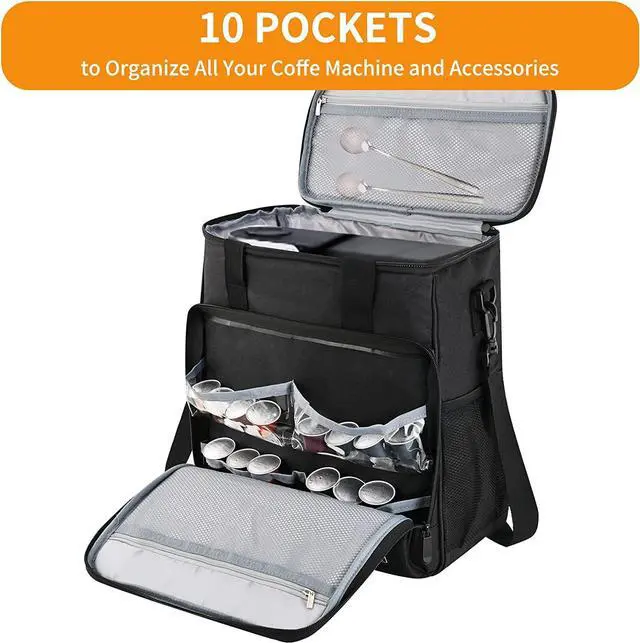 Alt view image 3 of 5 - Travel Coffee Maker Carrying Bag Compatible with Keurig K-Mini or K-Mini Plus, Single Serve Coffee Maker Portable Storage Bag with Shoulder Strap(Patented Design)