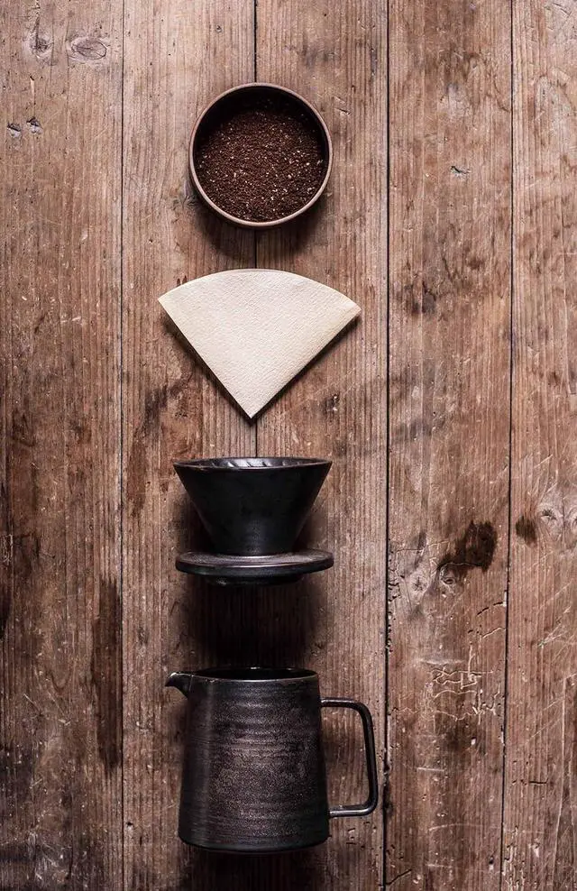 Alt view image 3 of 7 - Stoneware Handmade Pour Over Coffee Maker Set, Ceramic Coffee Brewer Hand Drip Cone Dripper & Coffee Pot Microwaveable Decanter, Retro Metallic Glaze, 16oz