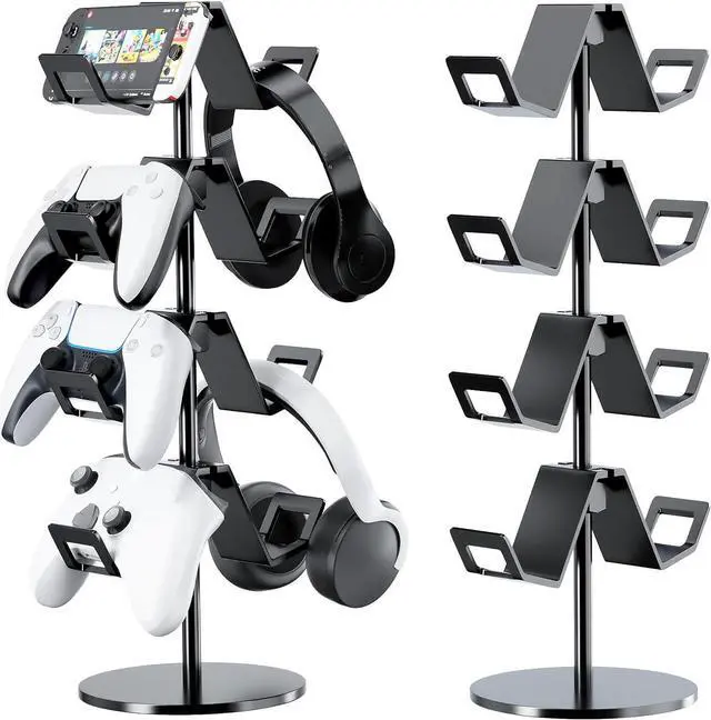 Main image of Controller Holder 4 Tier,Headphone Stand - Adjustable Headset Holder for Xbox PS5 PS4 Switch Pro - Gaming Storage for Universal Game Accessories,Desk/Floor(Black)