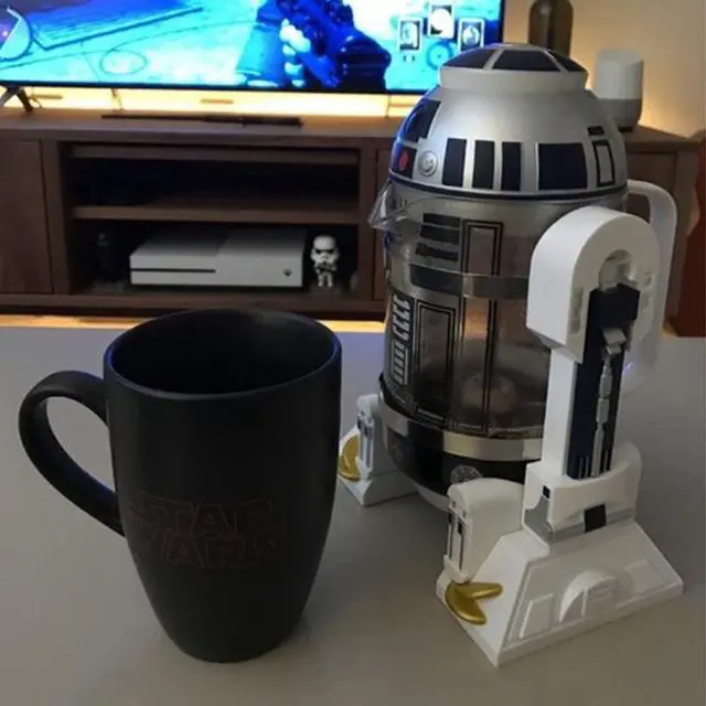 Alt view image 4 of 7 - Noble Createaprototype NBCDY Hand Coffee Machine, Creative Robot R2D2 Mini Stainless Steel Filter Coffee Maker, Home Insulation Pressure Pot