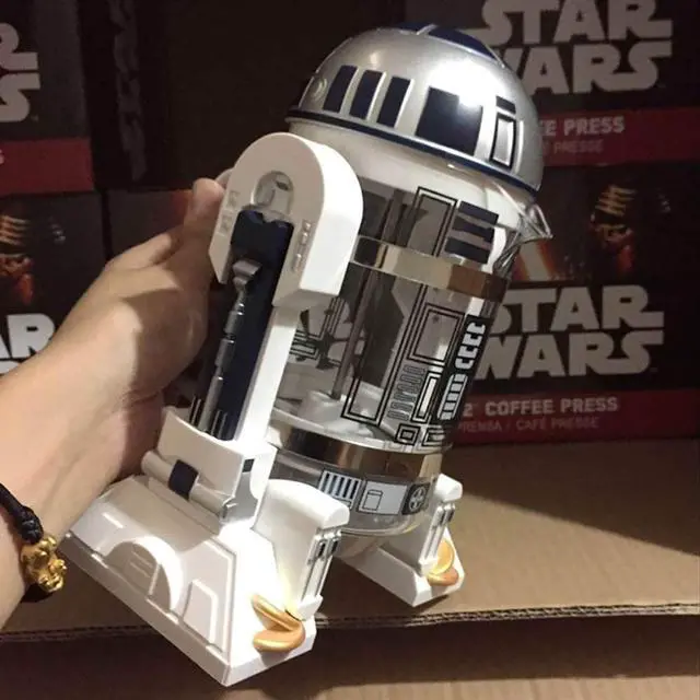 Alt view image 5 of 7 - Noble Createaprototype NBCDY Hand Coffee Machine, Creative Robot R2D2 Mini Stainless Steel Filter Coffee Maker, Home Insulation Pressure Pot