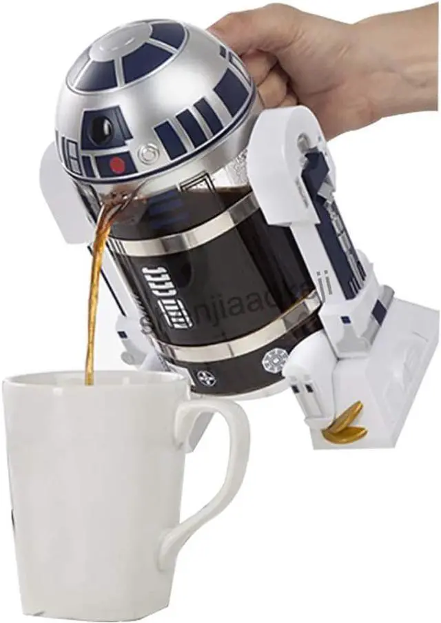 Alt view image 3 of 7 - Noble Createaprototype NBCDY Hand Coffee Machine, Creative Robot R2D2 Mini Stainless Steel Filter Coffee Maker, Home Insulation Pressure Pot