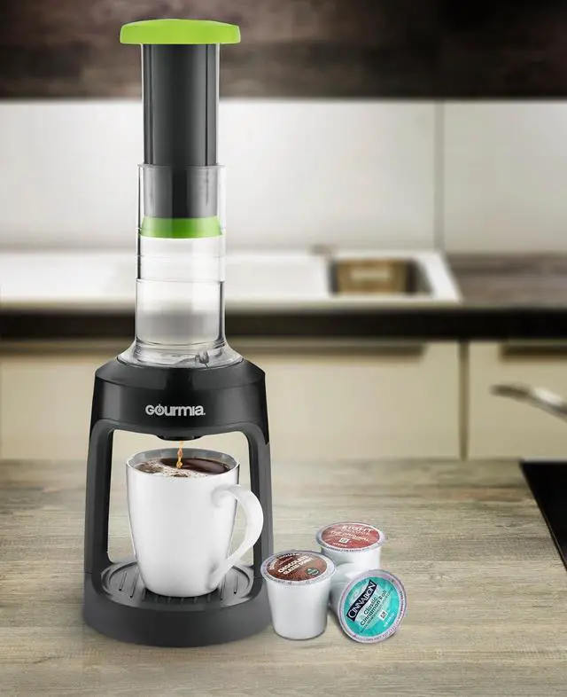 Alt view image 2 of 5 - Gourmia GKCP135 Manual Coffee Brewer - Single Serve Manual Hand French Press Coffee Maker - No Electricity - Brew Coffee Anywhere - Green