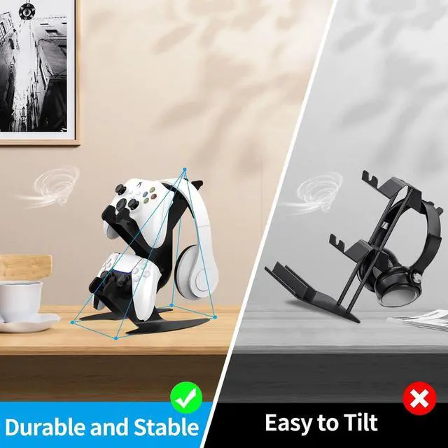 Alt view image 5 of 7 - Controller Holder, Game Controller Rack Headset Stand for Xbox Series X S/Xbox one / PS5 / PS4 / NS/PC/Headset, Aluminum Metal Mount Universal Organizer for Video Game Accessories
