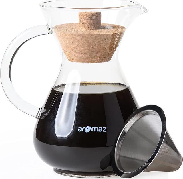 Pour Over Coffee Maker, Borosilicate Glass Carafe, Stainless Steel