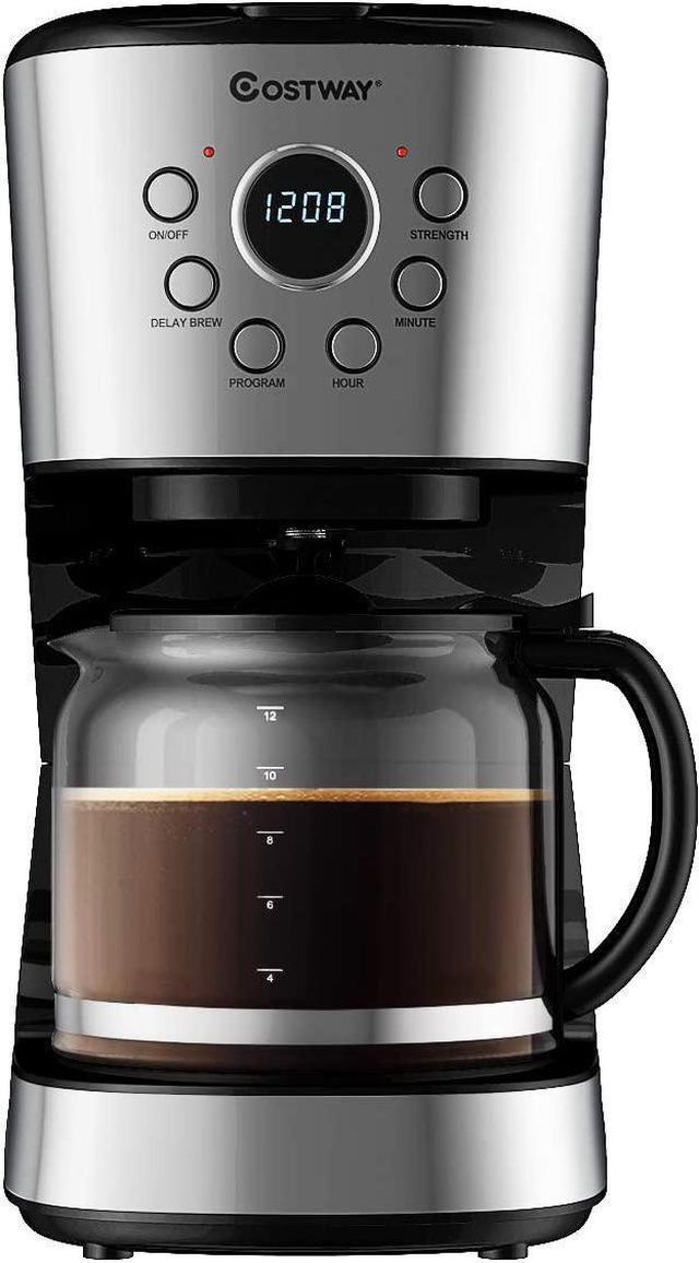 12-Cup Stainless Steel Programmable Coffee Maker With Timer And Strength  Control
