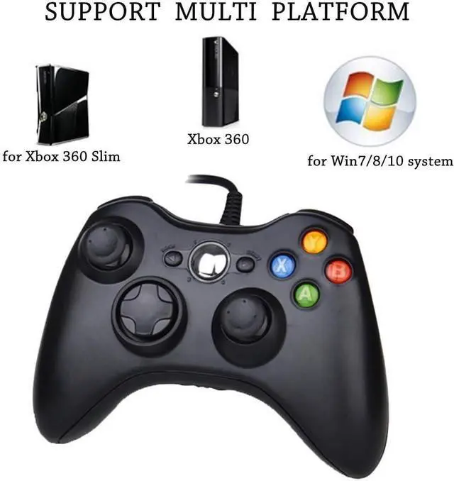 Alt view image 2 of 7 - Reiso Xbox 360 Controller, 7.2 ft USB Wired PC Controller Compatible with Microsoft Xbox 360 & Slim 360 PC Windows (Black and White)