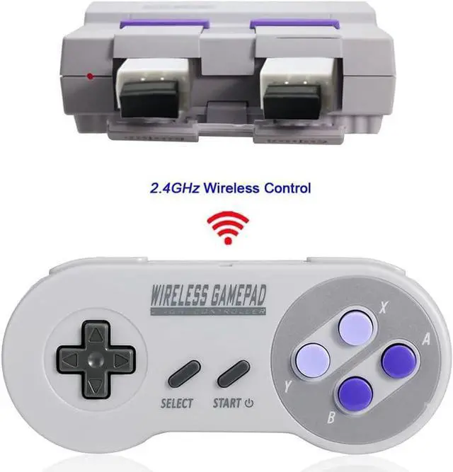 Alt view image 4 of 6 - Wireless Controller for Mini SNES (Classic Edition/Mini NES, Not Worked with Copied Console Gamepad with USB Wireless Receiver Compatible with Switch, Windows,iOS,Liunx,Android Device (2 Packs)