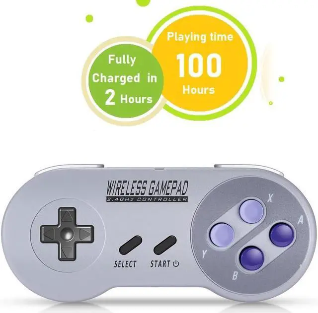 Alt view image 5 of 6 - Wireless Controller for Mini SNES (Classic Edition/Mini NES, Not Worked with Copied Console Gamepad with USB Wireless Receiver Compatible with Switch, Windows,iOS,Liunx,Android Device (2 Packs)