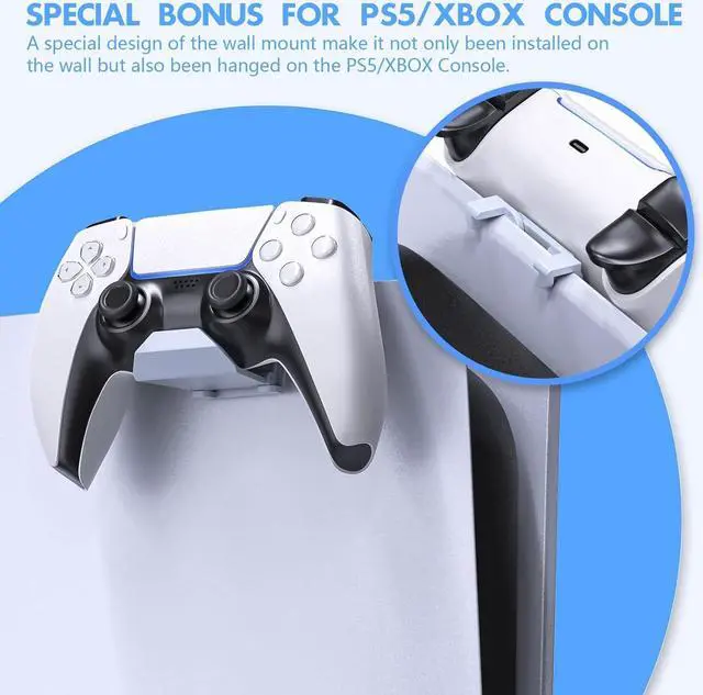 Alt view image 2 of 7 - Controller Wall Mount Holder for PS5/PS4/Xbox/Switch Controller, Strong Adhesive/Screw Controller Holder Headphone stand, Headset Hanger Hook for Universal Gaming Controller and Headset - 6 Pack