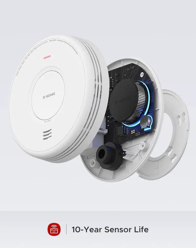 Alt view image 3 of 7 - X-Sense AC Hardwired Combination Smoke and Carbon Monoxide Detector, Hardwired Interconnected Smoke and CO Detector Alarm with Replaceable Battery Backup, XP06, 1-Pack