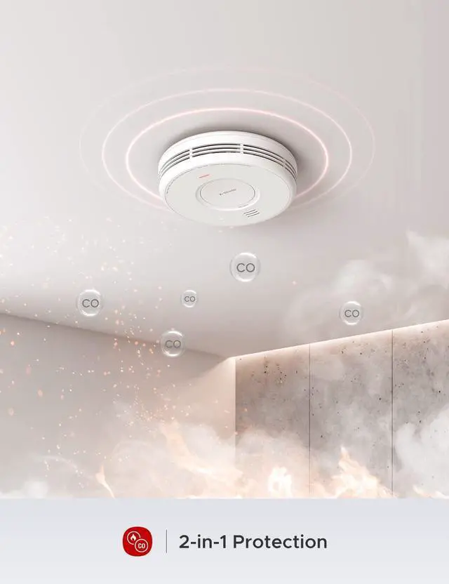 Alt view image 4 of 7 - X-Sense AC Hardwired Combination Smoke and Carbon Monoxide Detector, Hardwired Interconnected Smoke and CO Detector Alarm with Replaceable Battery Backup, XP06, 1-Pack