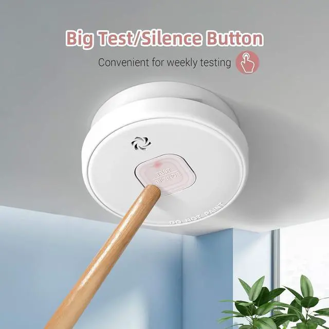 Alt view image 4 of 7 - Smoke Detector Battery Operated, 10-Year Smoke Alarm with Photoelectric Sensor, Fire Alarms Smoke Detectors with Test Button and Low Battery Warning, Fire Safety for Home,6 Pack