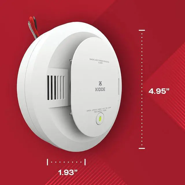 Alt view image 7 of 7 - Kidde Hardwired Smoke & Carbon Monoxide Detector, AA Battery Backup, Interconnectable, LED Warning Light Indicators