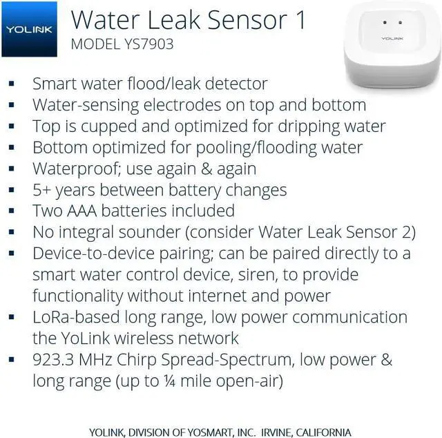 Alt view image 2 of 7 - Water Leak Detection Starter Kit, w/SpeakerHub Audio/Talking Hub & Water Leak Sensor 1, LoRa Up to 1/4 Mile Open-Air Range, SMS/Text, Email & Push Notifications, w/Alexa, IFTTT, Home Assistant