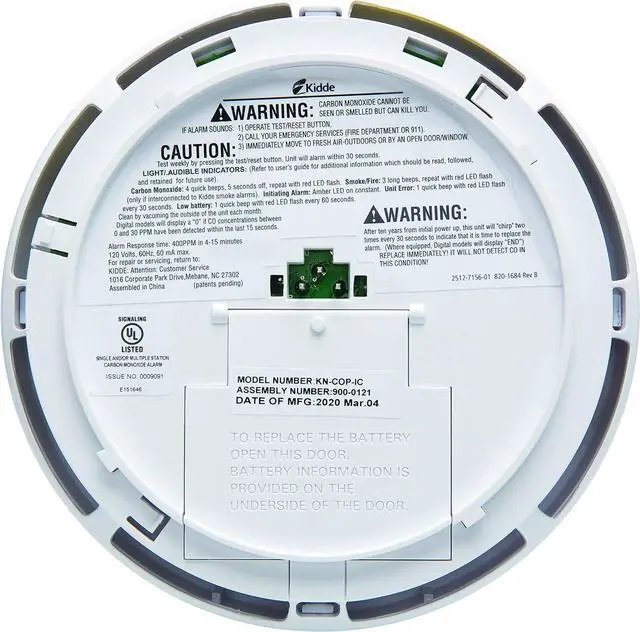 Alt view image 2 of 7 - Kidde Hardwired Carbon Monoxide Detector with 9-Volt Battery Backup, Digital LED Display 5.75 diameter x 1.8 depth
