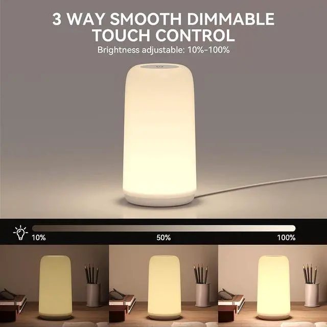 Alt view image 2 of 7 - Touch Bedside Table Lamp, [Sleek Design & RGB Mode] 3 Way Dimmable Small Lamp for Bedroom, LED Lamp with Warm White Lights, Multi-Color Smart Nightstand Lamp for for Living Room Home Gifts