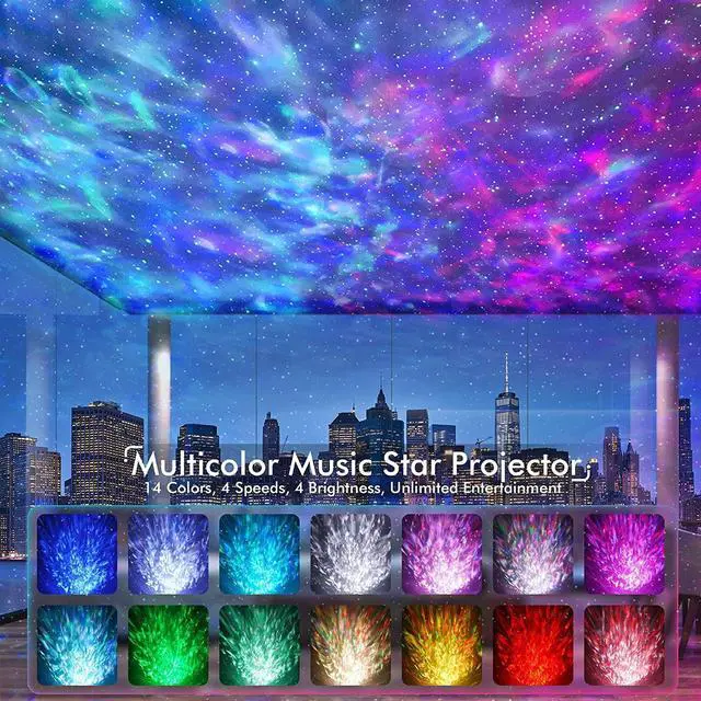 Alt view image 2 of 7 - Rossetta Galaxy Projector, Star Projector for Bedroom, Night Lights for Kids Room with White Noise, Bluetooth Speaker, Timer and Remote, Room Decor, Gifts for Girls, Boys, Adults, Christmas, Birthday