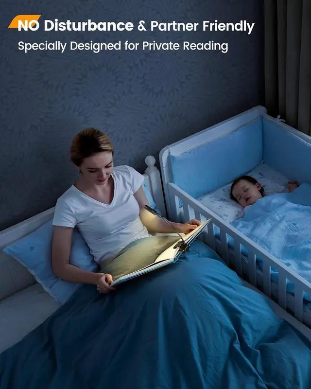 Alt view image 6 of 7 - Glocusent Willow Book Light for Reading in Bed, 10LED Bright Reading Light, 3 Colors & 3 Brightness, Rechargeable Book Light Lasts for 80hr, Lightweight Clip on Book Light, Perfect for Book Lovers