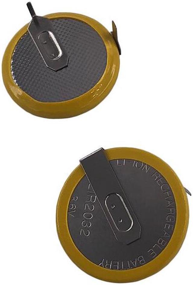 Main image of Lithium Button Coin Cell Battery LIR2032 with 2 Pin Vertical 90 Degrees 3.6V Li-ion Rechargeable Batteries 2032 Built-in 2 Legs