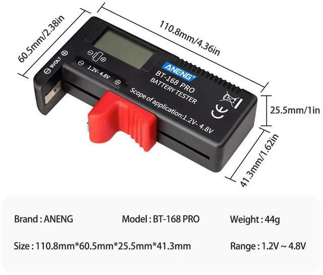 Alt view image 6 of 6 - ANENG Digital Battery Tester BT-168 PRO 1.2V-4.8V AAA AA Button Cell Checker for Household Battery Testing Accessories