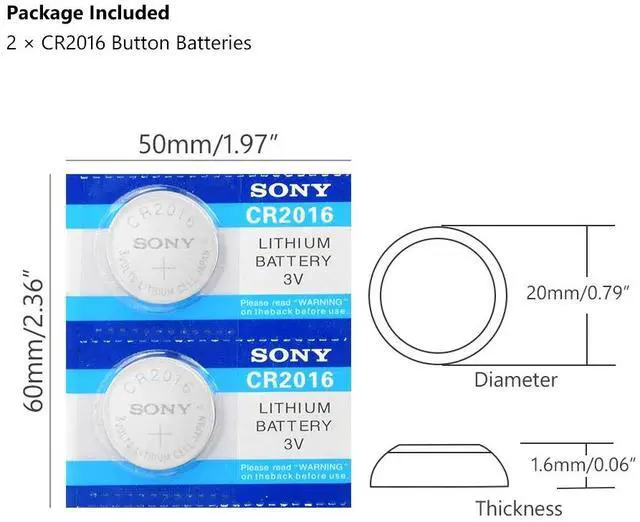 Alt view image 3 of 6 - 2Pcs For Sony CR2016 3V Lithium li-liom Battery DL2016 ECR2016 LM2016 BR2016 CR 2016 Button cell Coin Batteries watch toys