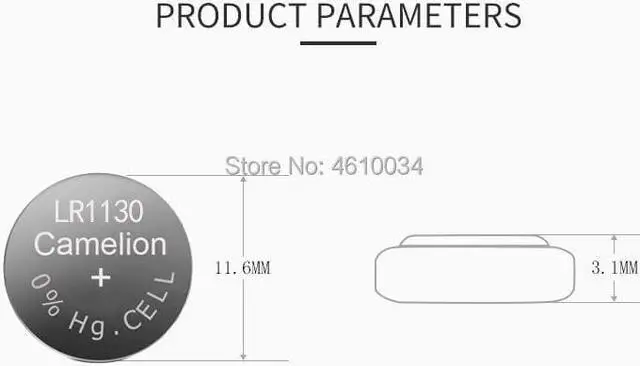 Alt view image 3 of 5 - 10pcs/lot AG10 389 LR54 SR54 SR1130W Camelion Battery Cell 1.5V AG10 LR1130 Alkaline Button Battery 189 LR1130 Button Batteries