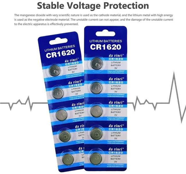 Alt view image 4 of 6 - 2020  promotional 20pcs 3v CR1620 CR 1620 coin cells 1620 ECR1620 Button Battery 3 V Volt CR1620 Lithium-ion Coin Battery