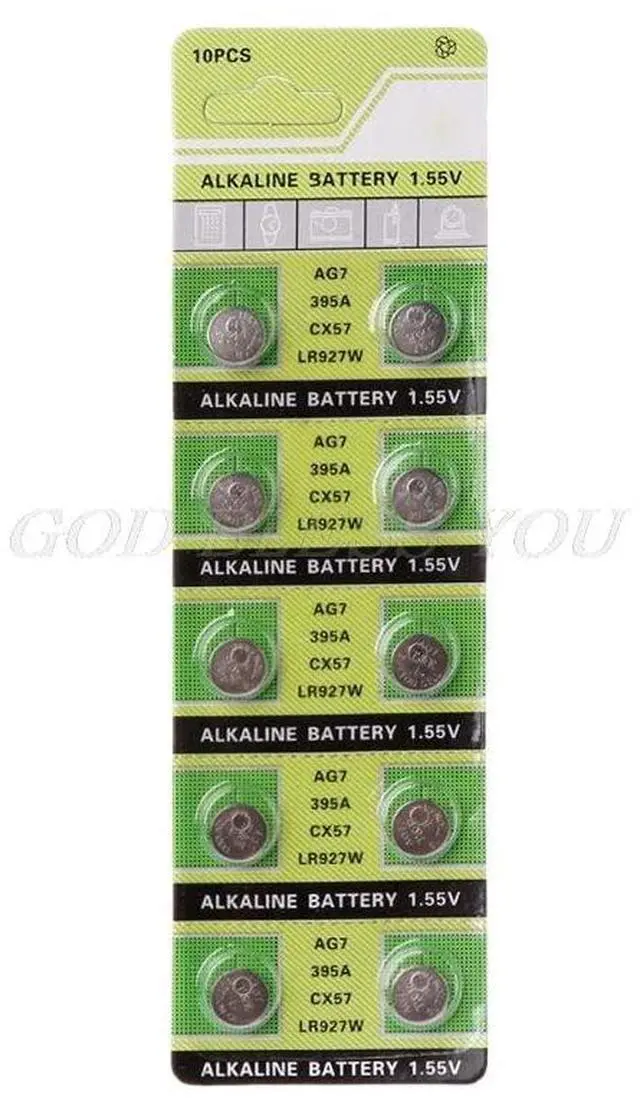 Alt view image 6 of 6 - 10PCS Alkaline Battery AG7 1.55V Button Coin Cell Watch Batteries LR927 LR57 SR927W 399 GR927 395A Drop Shipping