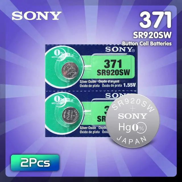 Main image of 2pcs Sony 370 AG6 371 SR920SW 920 1.55V Watch Battery SR920SW 371 Button Coin Cell Batteries MADE IN JAPAN