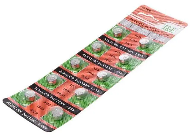 Alt view image 4 of 5 - 10PCS Alkaline Battery Button Coin Cell AG5 LR754 393 SR754 193 546 RW28 48 Hearing Aid Earphone Watch Batteries 95AD