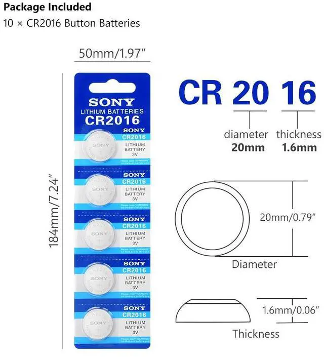 Alt view image 2 of 6 - 10 Pcs For Sony CR 2016 3V Lithium Coin Cells Button Battery DL2016 KCR2016 CR2016 LM2016 BR2016 High Energy Density