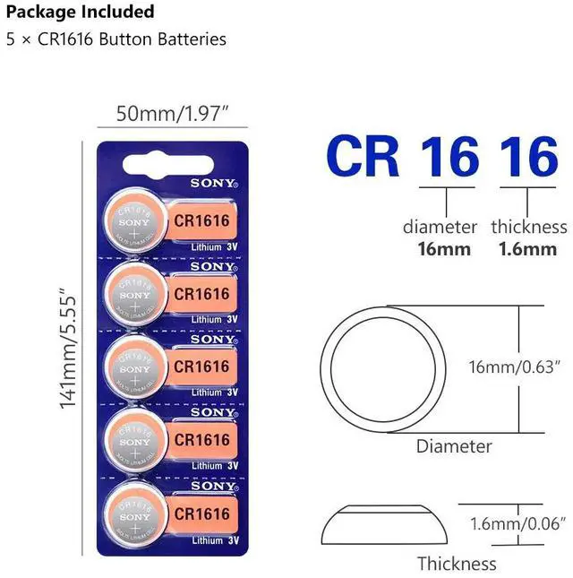 Alt view image 2 of 6 - 5PCS CR1616 Button Cell Coin Batteries FOR SONY cr 1616 3V Lithium Battery DL1616 ECR1616 LM1616 For Watch Toys