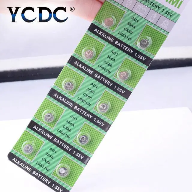 Alt view image 4 of 6 - 20pcs 1.55V AG1 LR621 SR621 164 Button Battery LR621W CX60 364A Cell Coin Alkaline Batteries TR621SW For Watch Toys Calculators