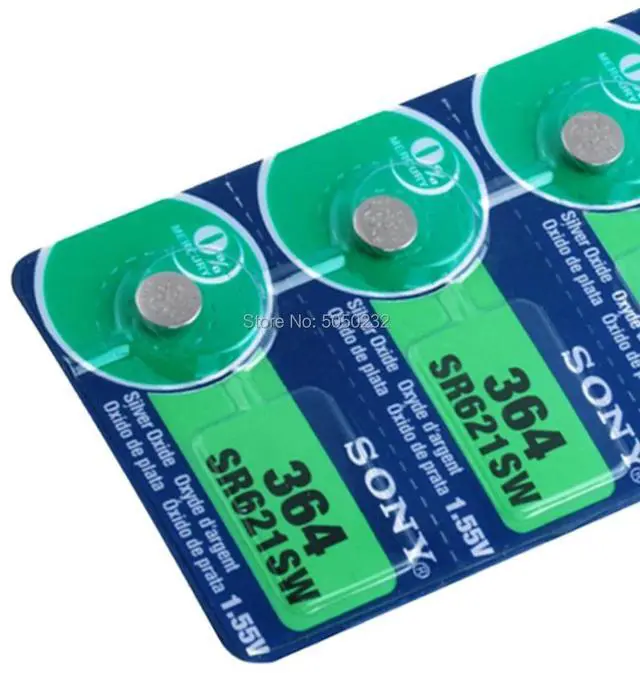 Alt view image 5 of 6 - 2pcs  For Sony 1.55V 364 SR621SW V364 SR60 SR621 AG1 Watch Battery Button Coin Cell Batteries MADE IN JAPAN