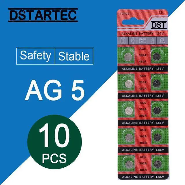 Main image of 10pcs 30mAh 1.55V AG5 AG 5 G5 393A LR48 LR754 15 193 LR48 D309 399 RW28 Button Batteries For Watch Toys Remote Cell Coin Battery